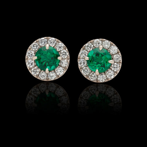 Emerald & Diamond Halo Earrings