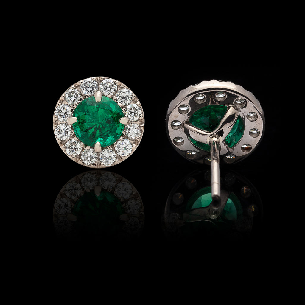 Emerald & Diamond Halo Earrings