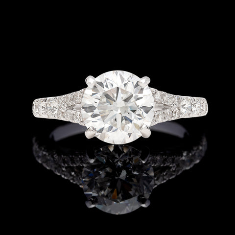 GIA 2.11 carat F/SI1 Round Brilliant Cut Diamond Engagement Ring