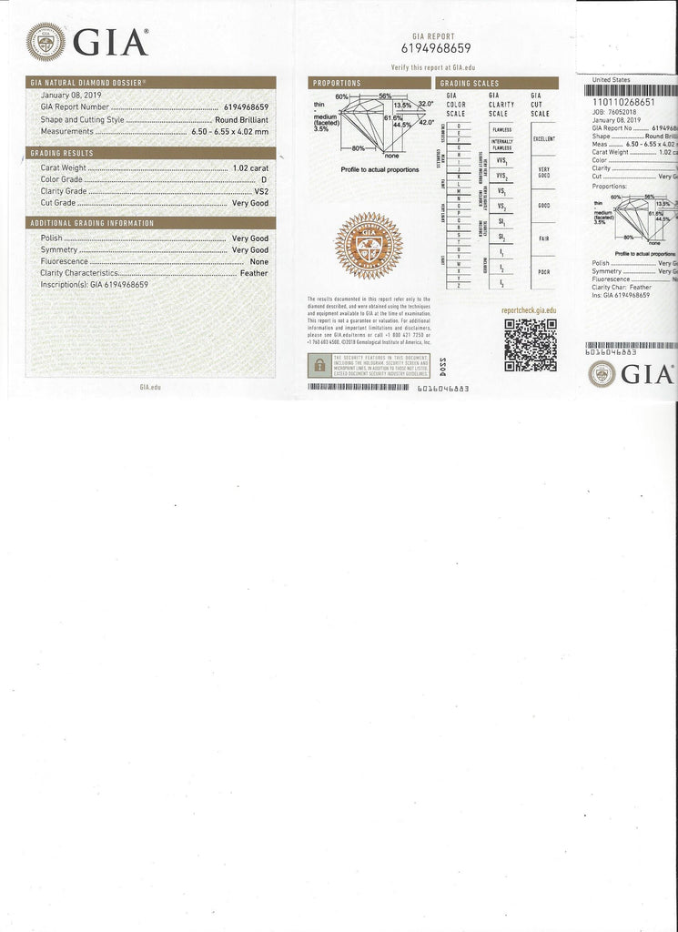 GIA D/VS2 1.02-carat Solitaire Engagement Ring