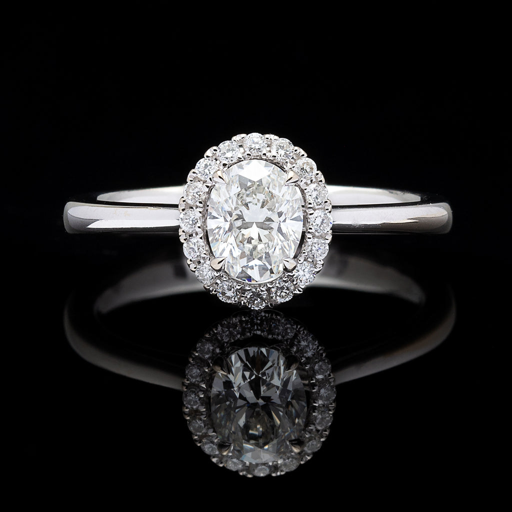 Halo Oval Diamond White Gold Engagement Ring