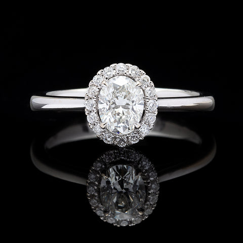 Halo Oval Diamond White Gold Engagement Ring