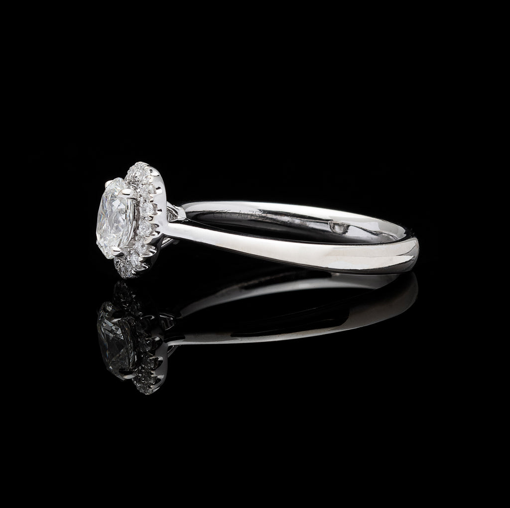 Halo Oval Diamond White Gold Engagement Ring