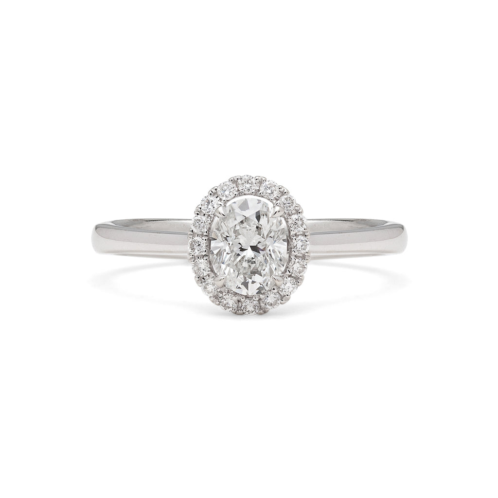 Halo Oval Diamond White Gold Engagement Ring