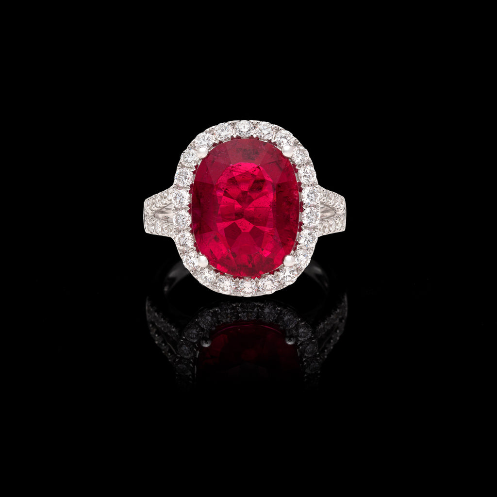 Rubellite, Diamond and White Gold Ring