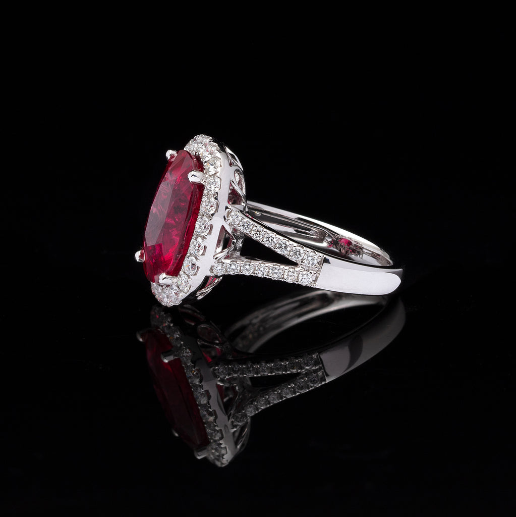 Rubellite, Diamond and White Gold Ring