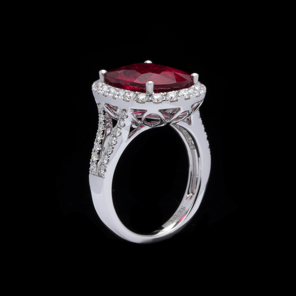 Rubellite, Diamond and White Gold Ring