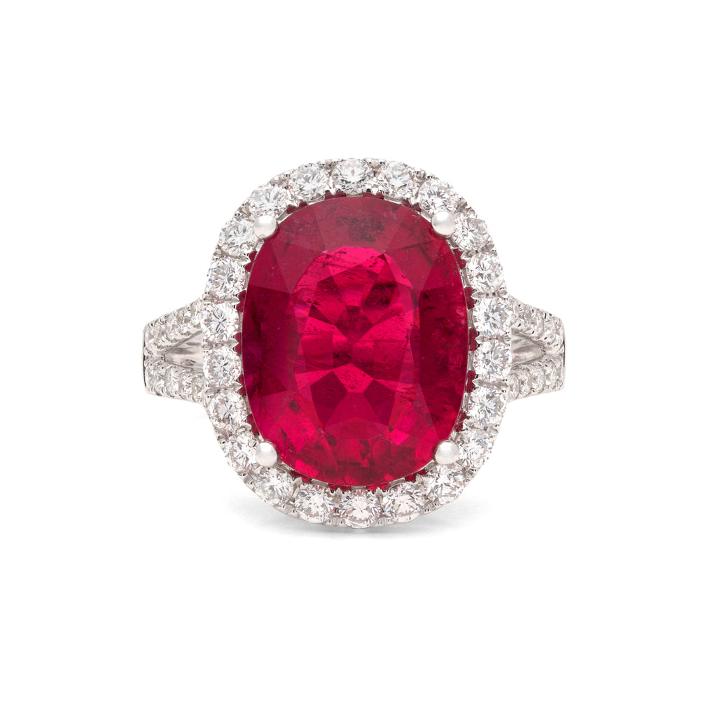 Rubellite, Diamond and White Gold Ring
