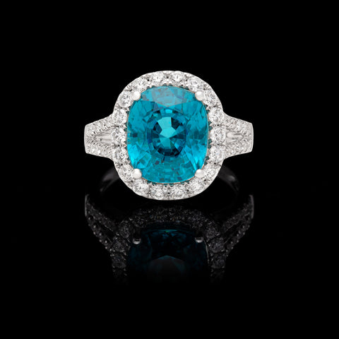 Stunning Blue Zircon & Diamond Ring