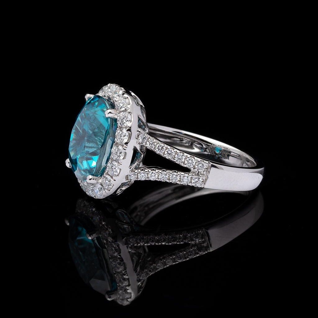 Stunning Blue Zircon & Diamond Ring