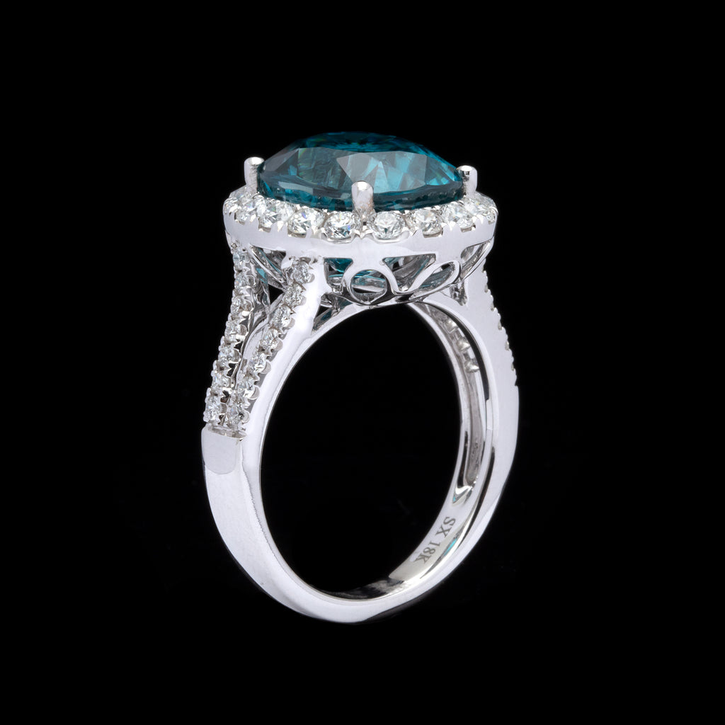 Stunning Blue Zircon & Diamond Ring