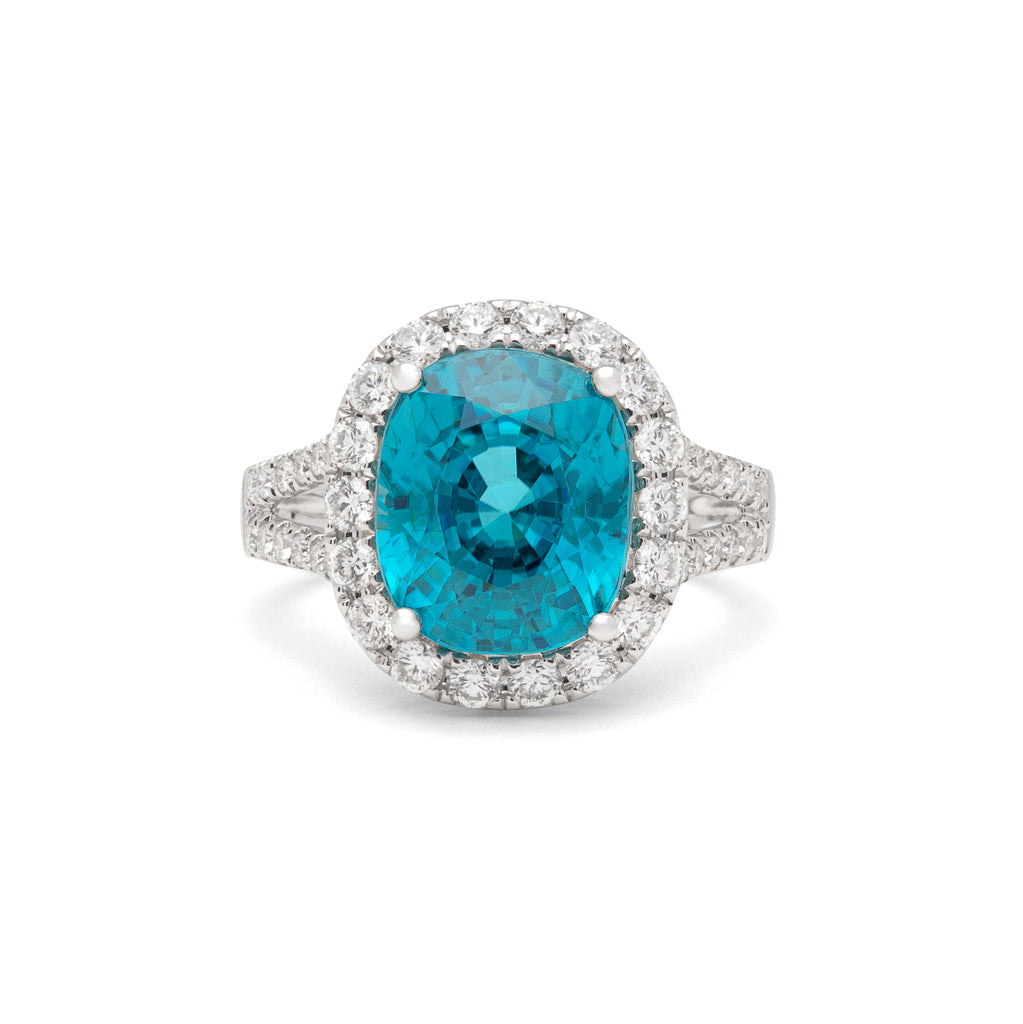 Stunning Blue Zircon & Diamond Ring