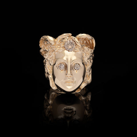 Diamond and Gold Medusa Ring