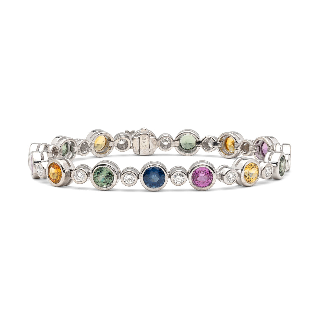 Multi-Color Sapphire & Diamond Link Bracelet