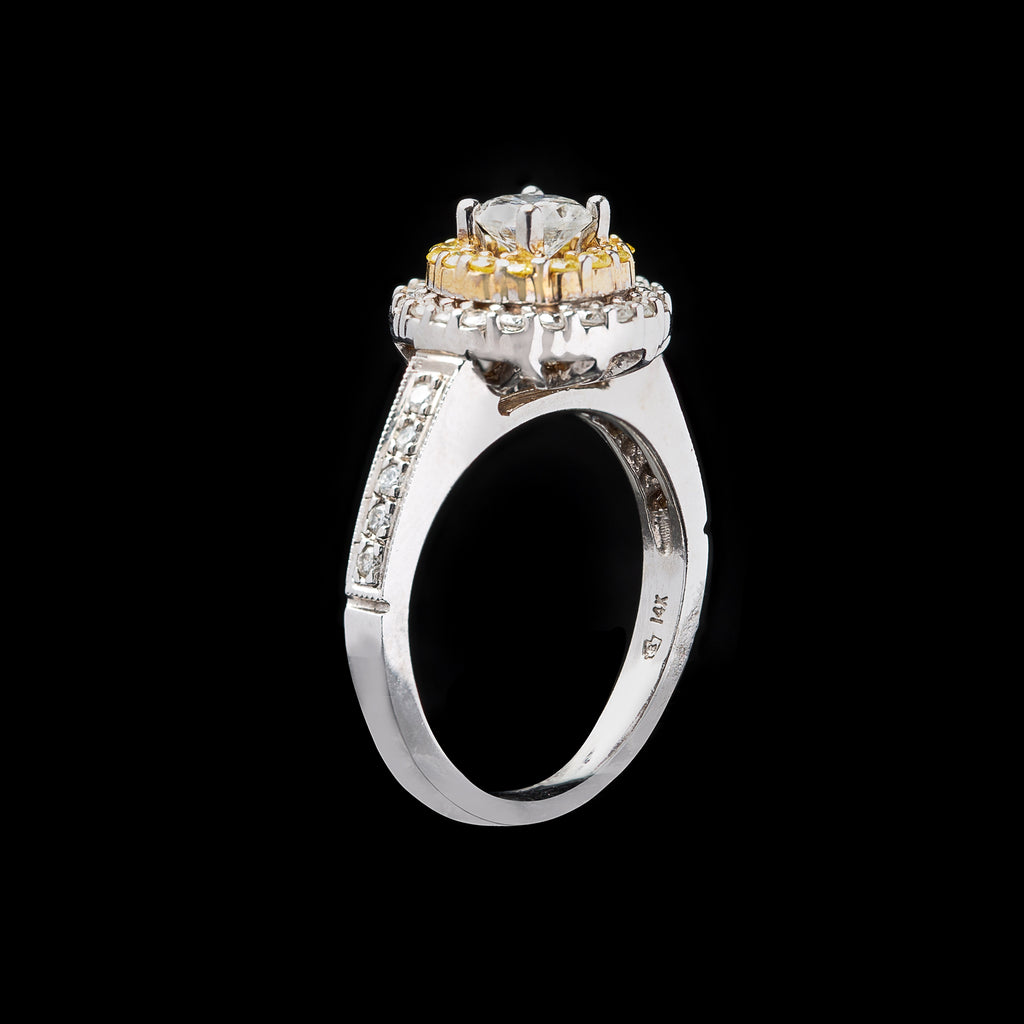Diamond & Yellow Diamond White Gold Ring
