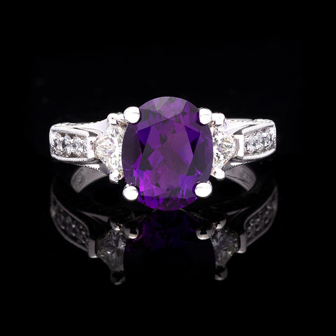 2.43ct Amethyst & Diamond Platinum Ring