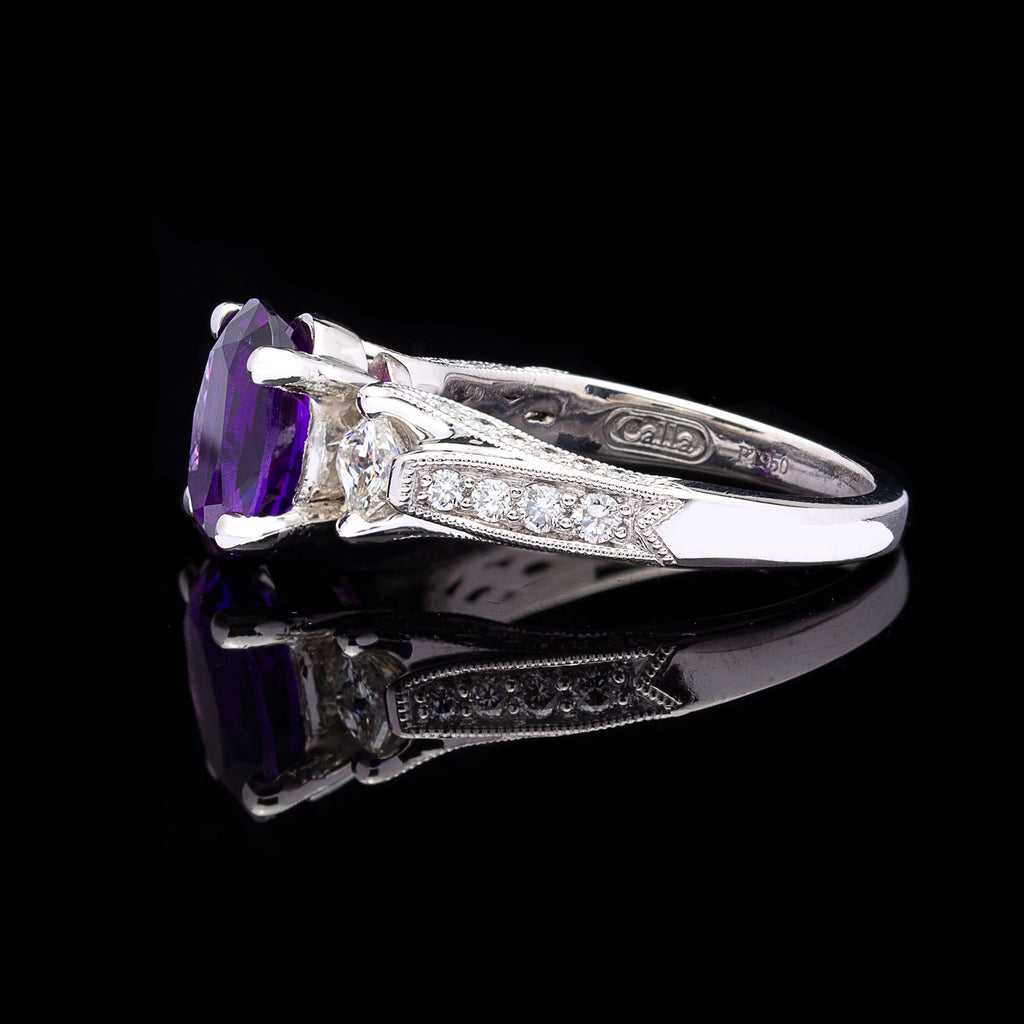 2.43ct Amethyst & Diamond Platinum Ring