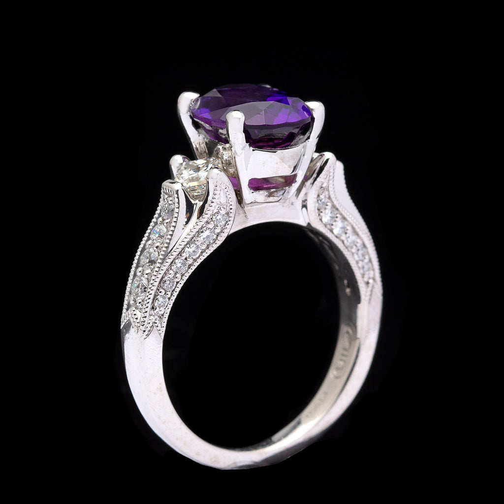 2.43ct Amethyst & Diamond Platinum Ring