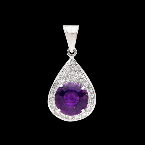 6.73-ct. Amethyst & Diamond Tear Drop Pendant