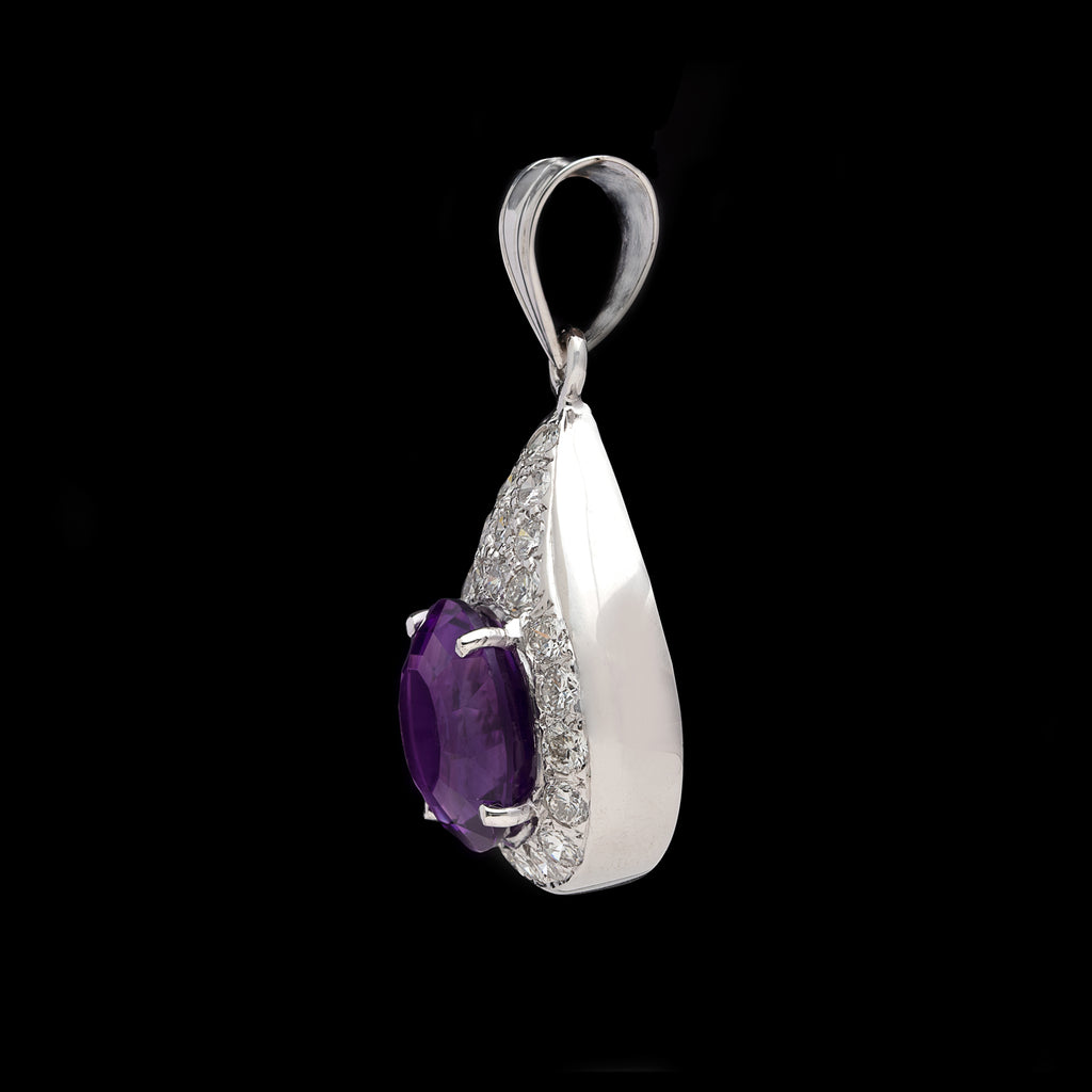 6.73-ct. Amethyst & Diamond Tear Drop Pendant