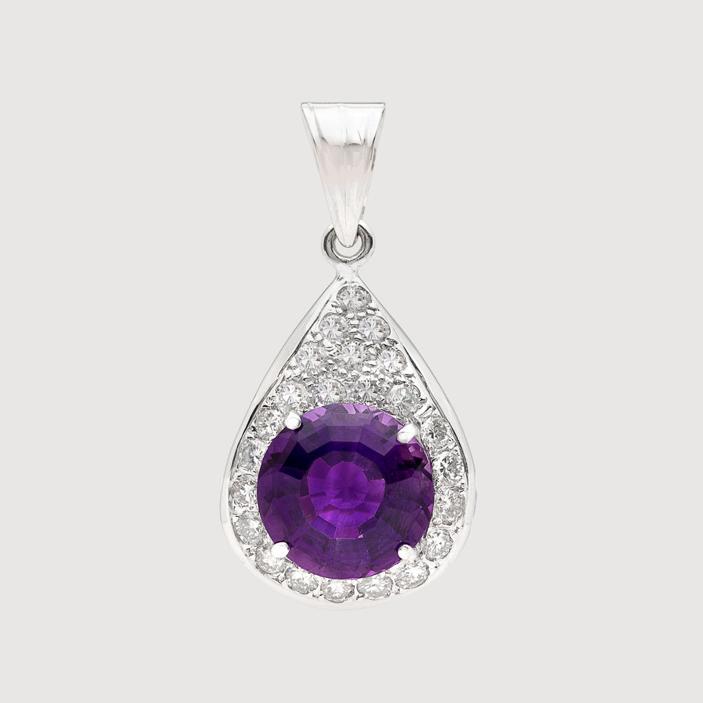 6.73-ct. Amethyst & Diamond Tear Drop Pendant