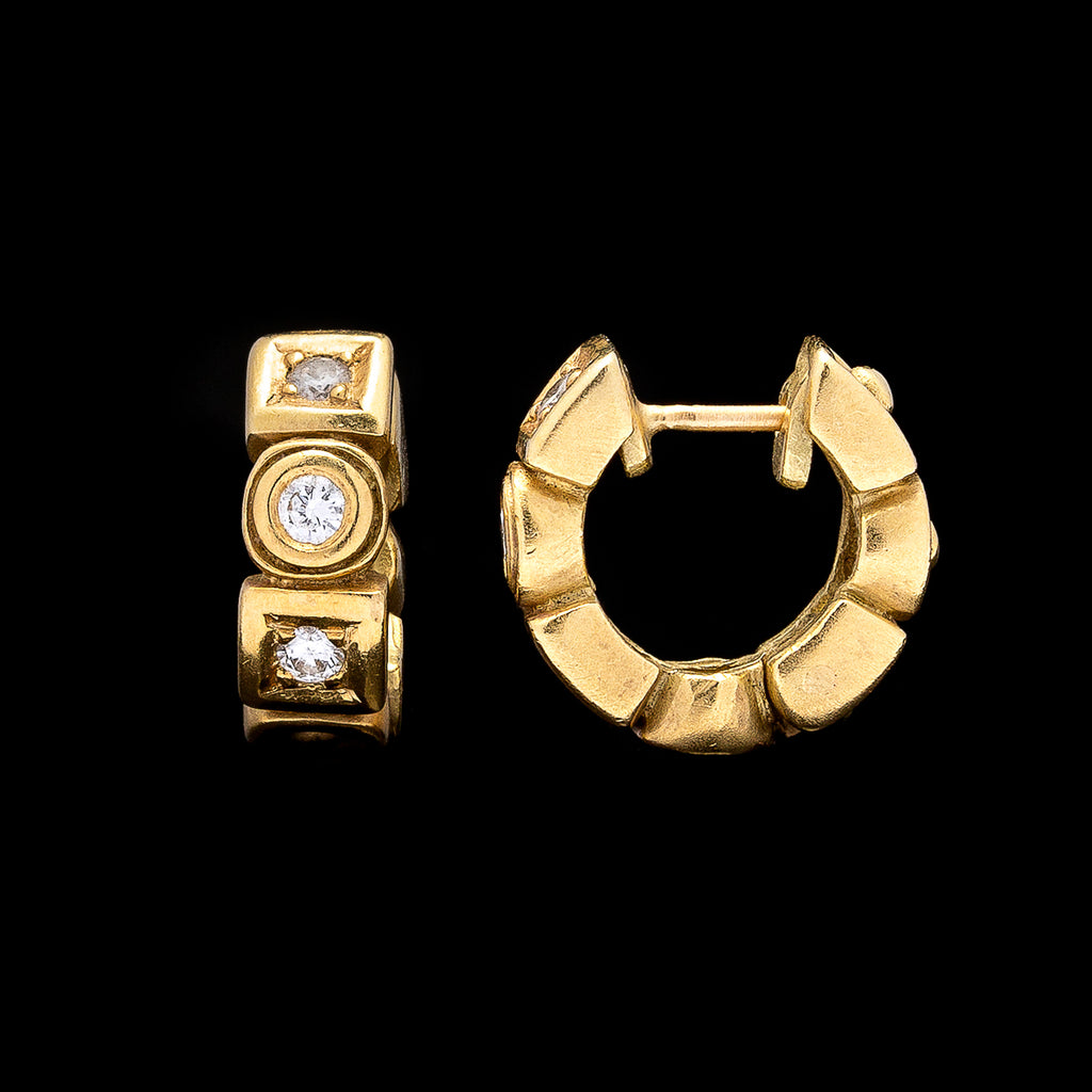 Diamond and  Gold Huggie Earrings