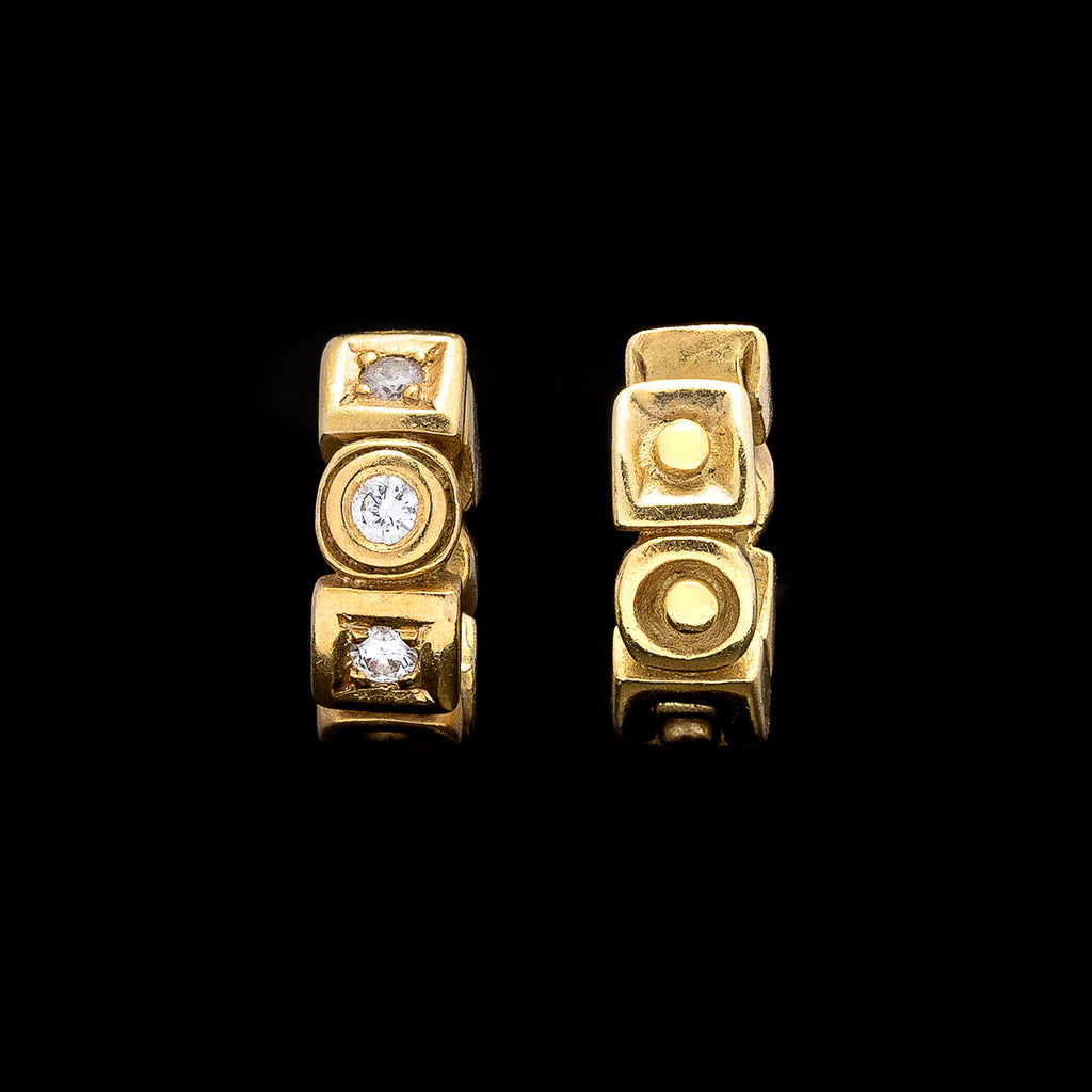 Diamond and  Gold Huggie Earrings