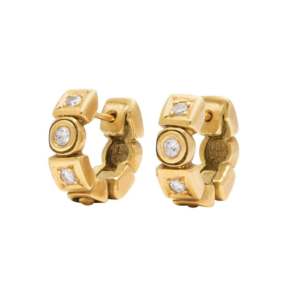Diamond and  Gold Huggie Earrings