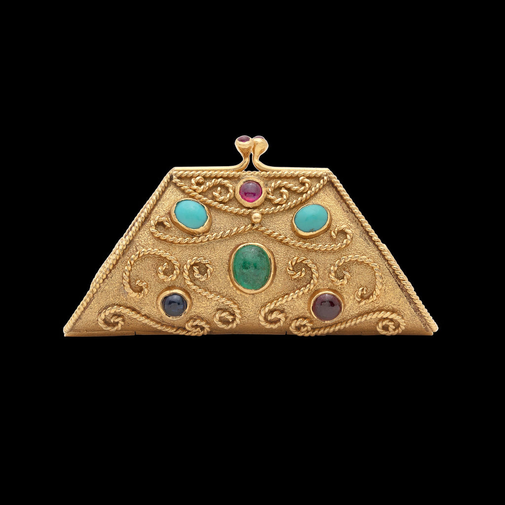 Estate Gem-Set & Gold Pill Box