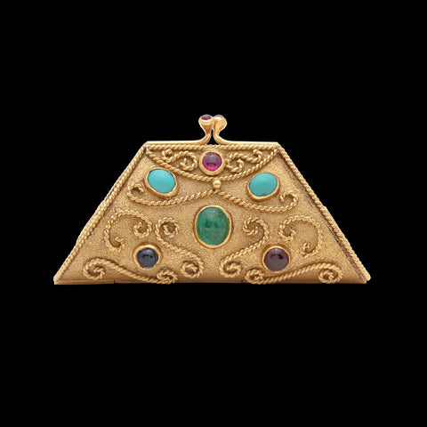 Estate Gem-Set & Gold Pill Box