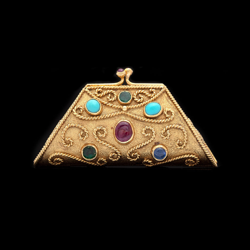 Estate Gem-Set & Gold Pill Box