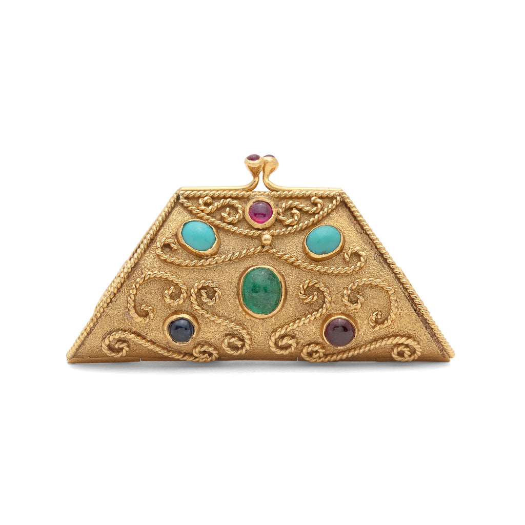 Estate Gem-Set & Gold Pill Box