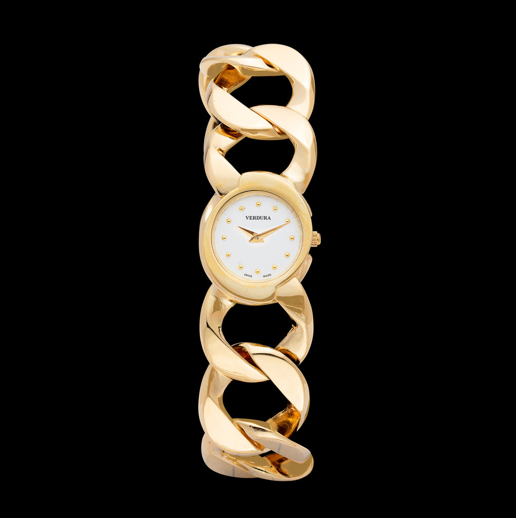 Verdura 18k Gold Curb-Link Bracelet Watch