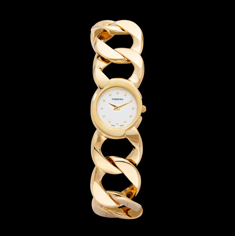 Verdura 18k Gold Curb-Link Bracelet Watch
