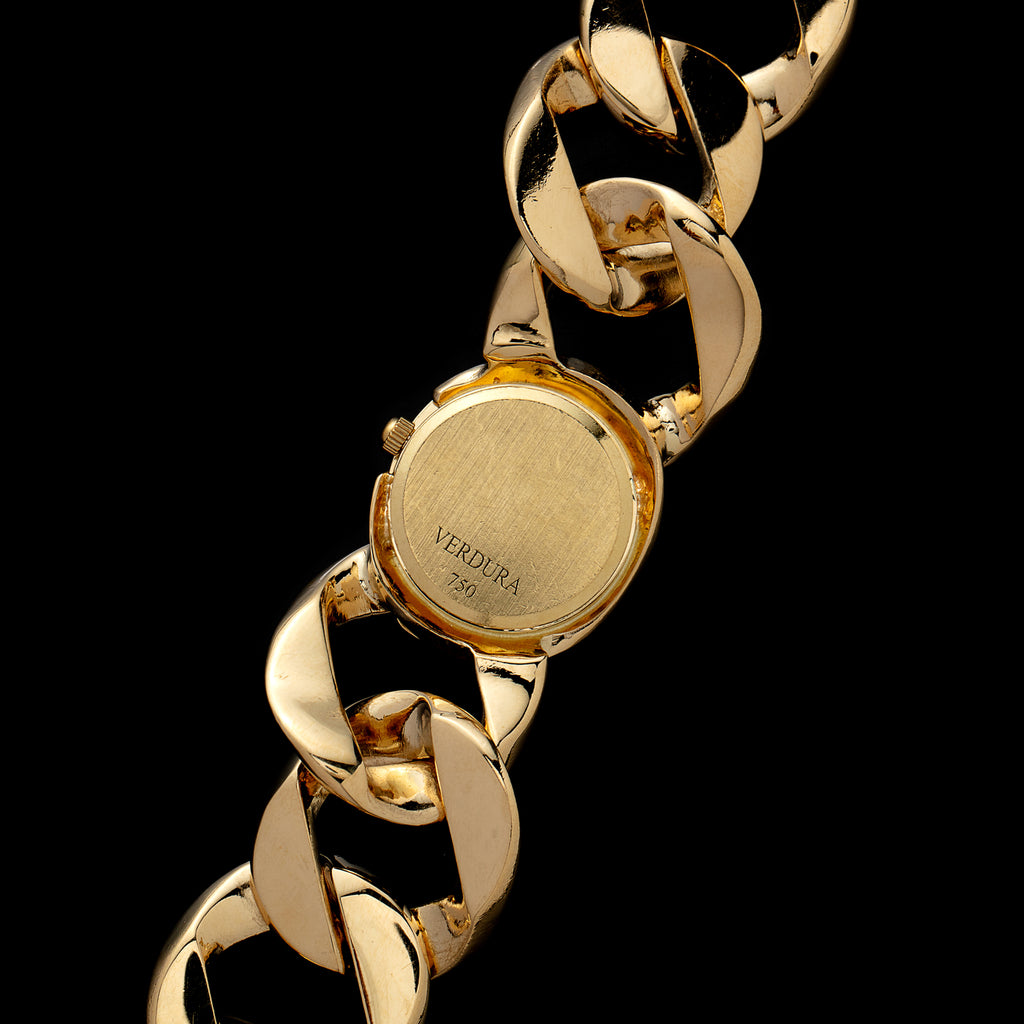 Verdura 18k Gold Curb-Link Bracelet Watch