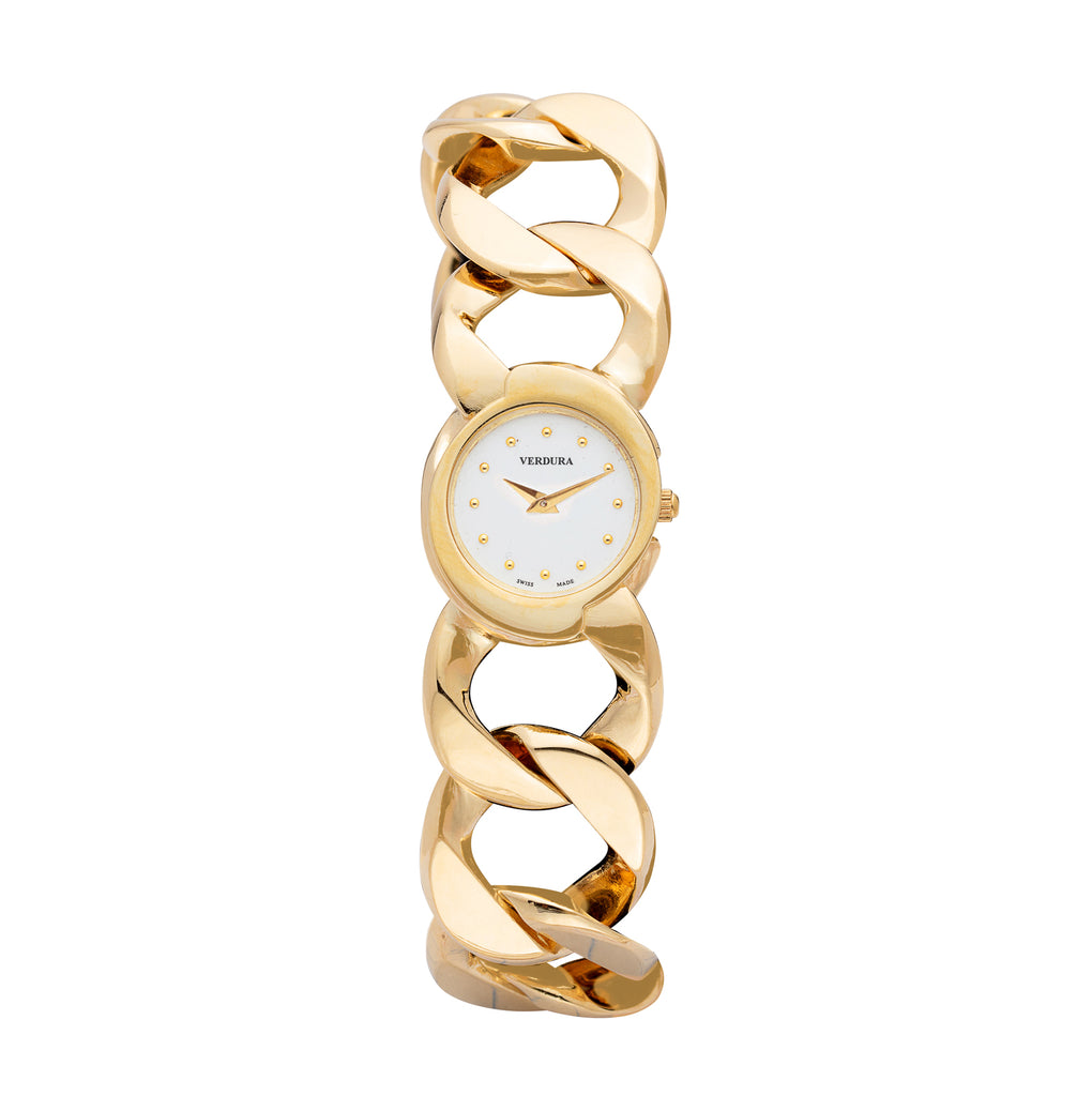 Verdura 18k Gold Curb-Link Bracelet Watch