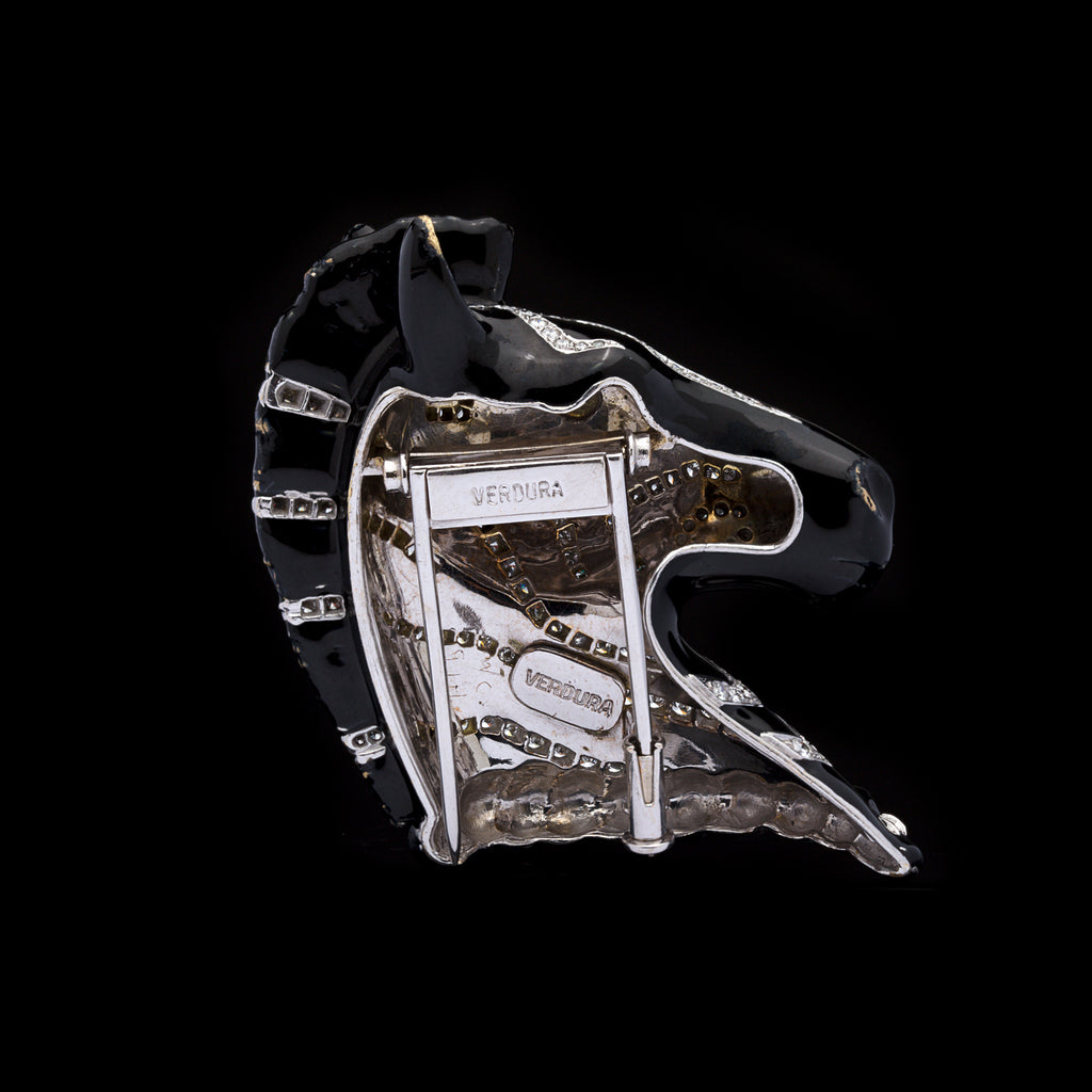 Verdura Diamond & Enamel Zebra Brooch