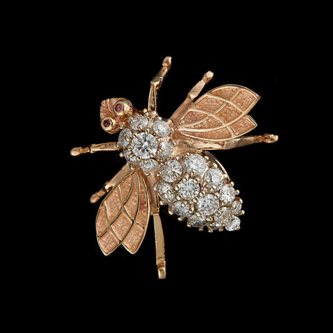Diamond and Gold Bee Brooch