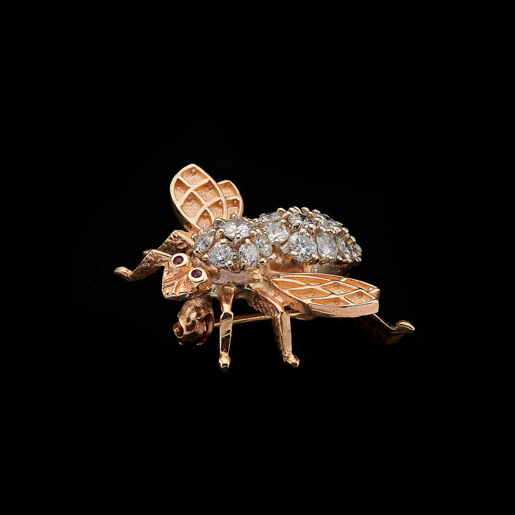 Diamond and Gold Bee Brooch