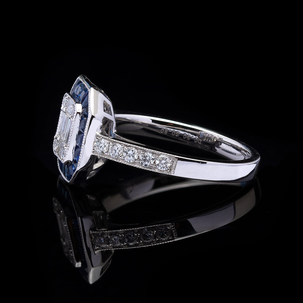 Diamond and Sapphire Deco Style Ring