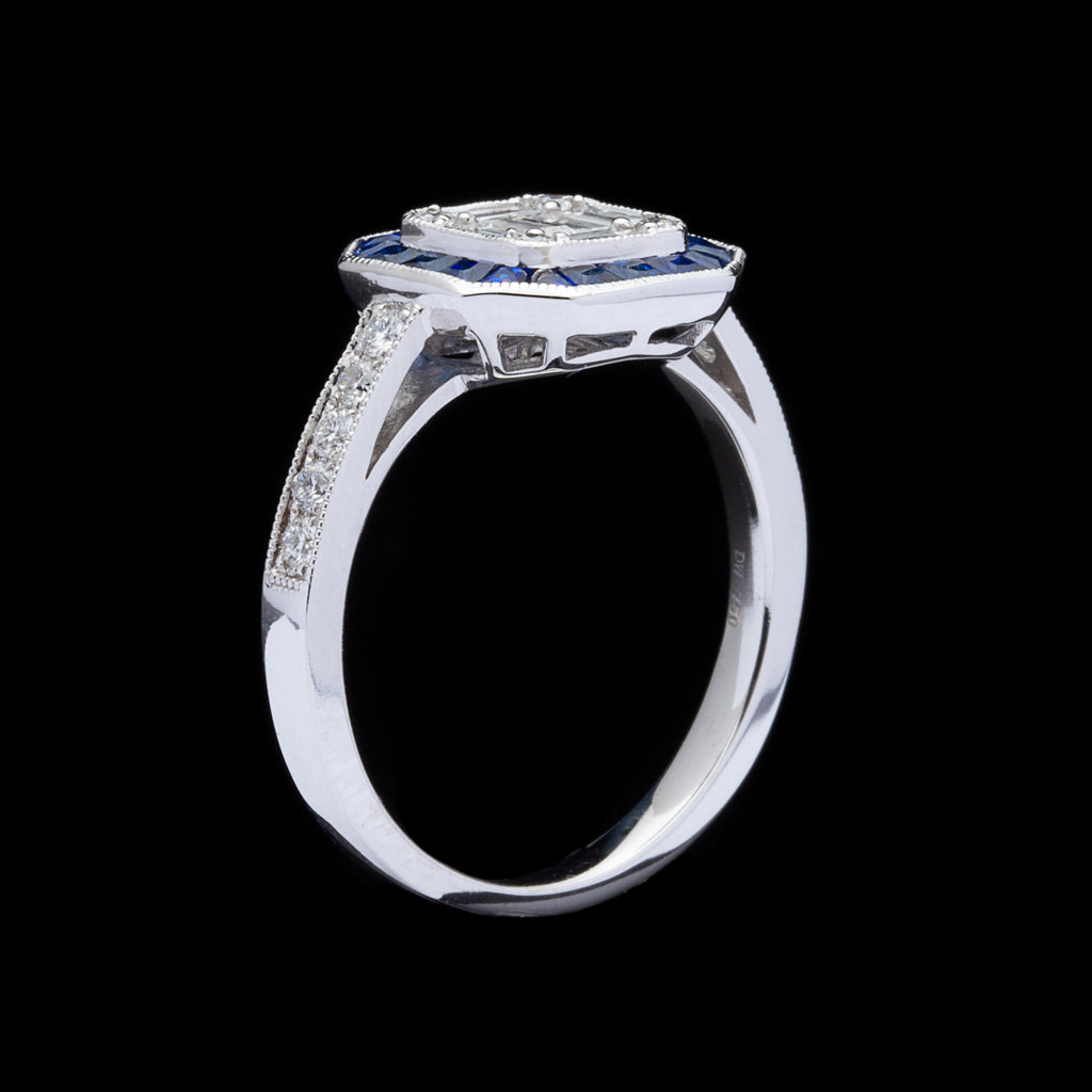 Diamond and Sapphire Deco Style Ring