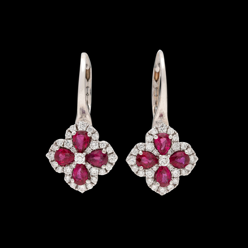 Spark Ruby & Diamond Drop Earrings