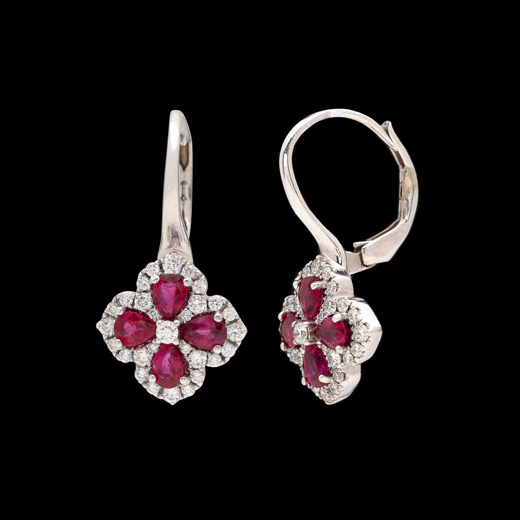 Spark Ruby & Diamond Drop Earrings