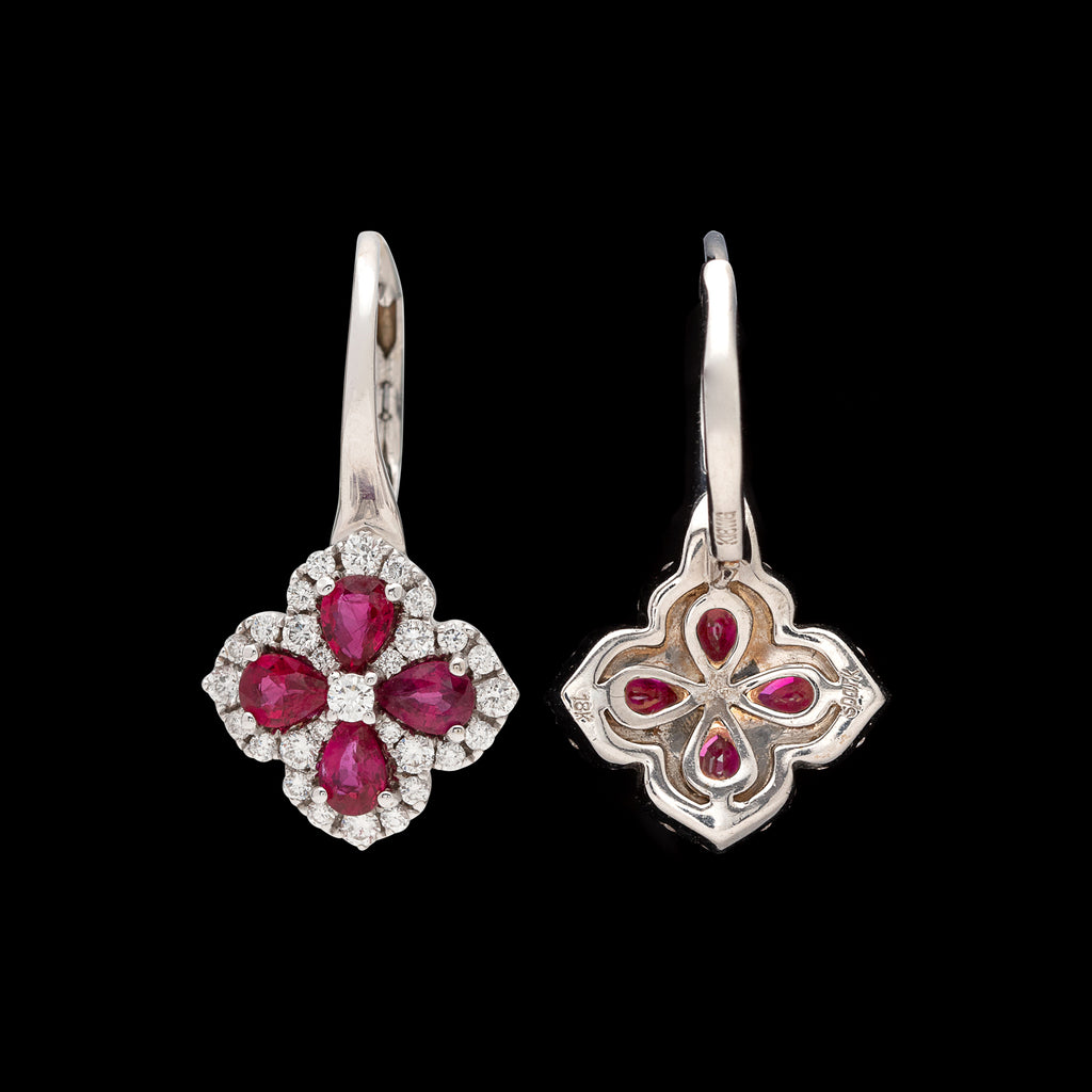 Spark Ruby & Diamond Drop Earrings