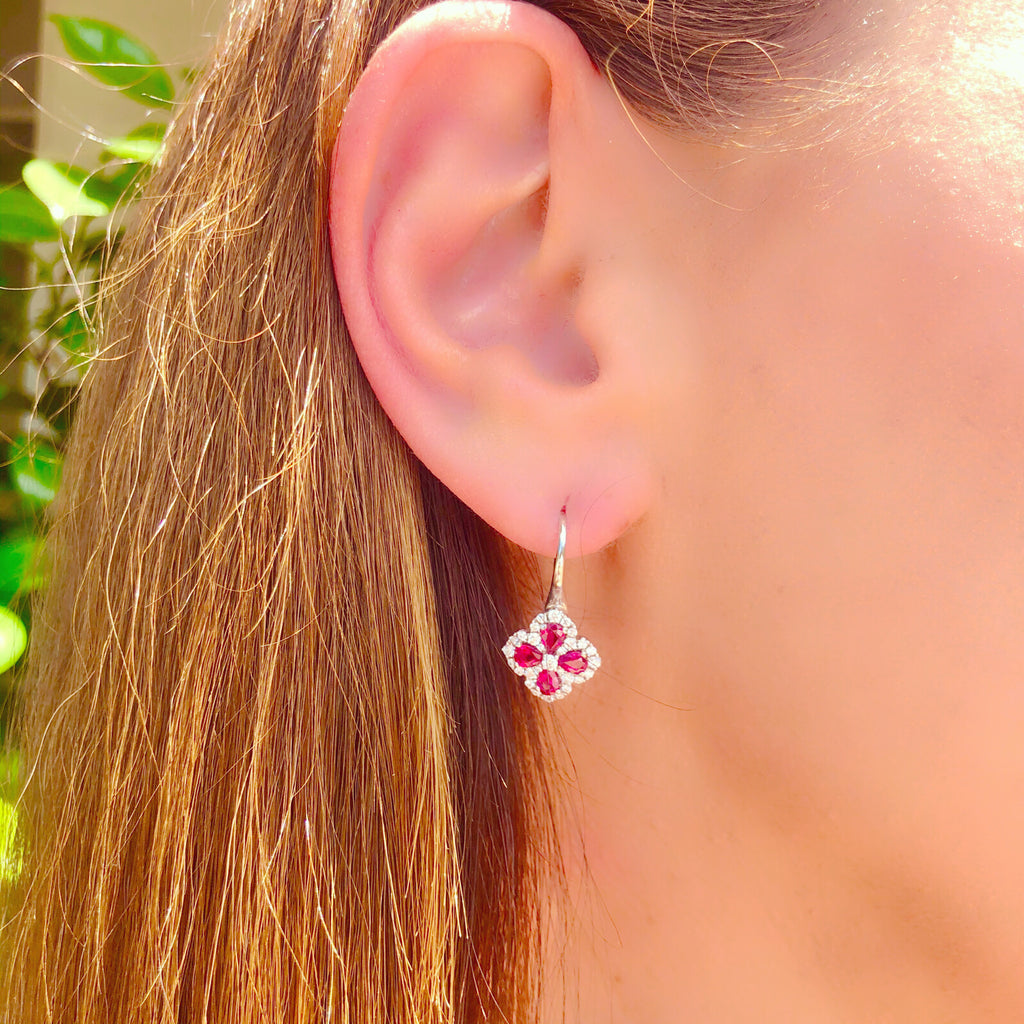 Spark Ruby & Diamond Drop Earrings
