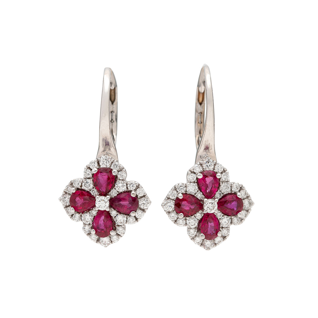 Spark Ruby & Diamond Drop Earrings