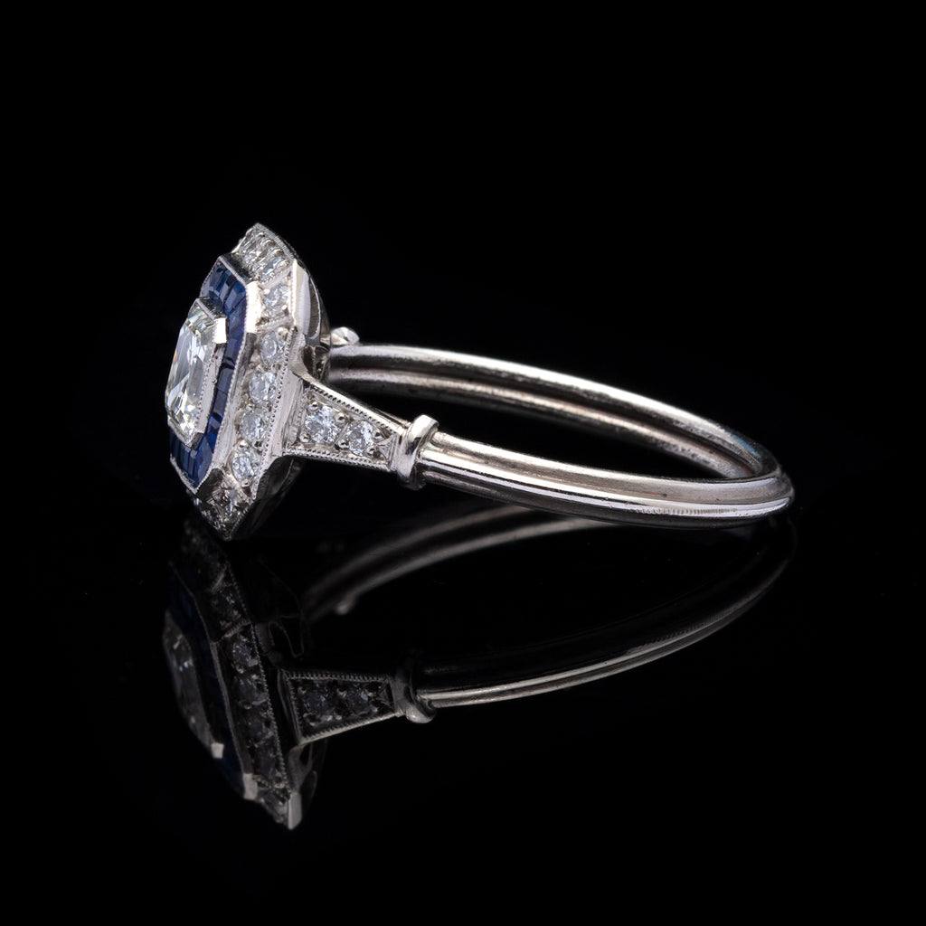 Diamond Sapphire Deco Style Ring