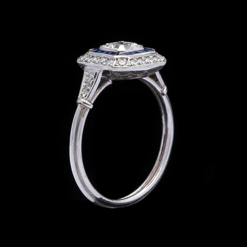 Diamond Sapphire Deco Style Ring