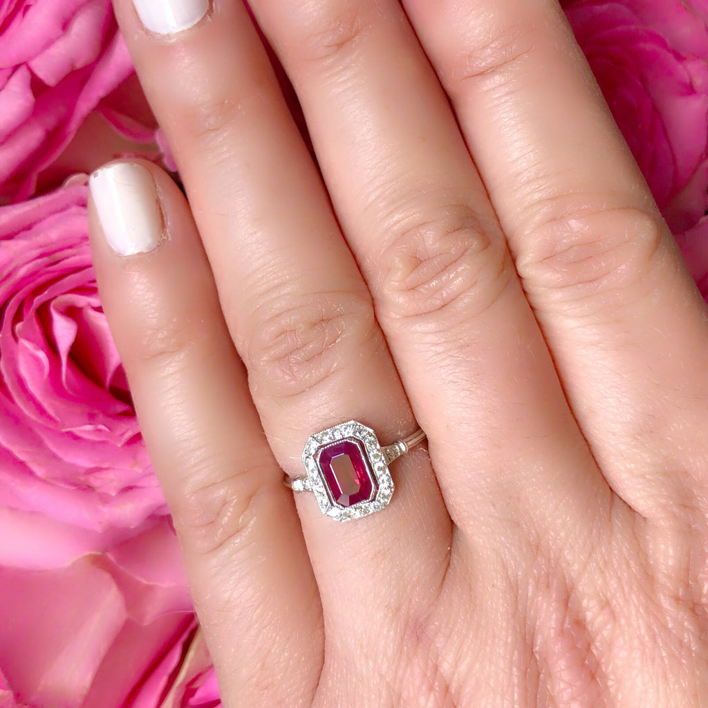 Ruby & Diamond Deco Style Ring