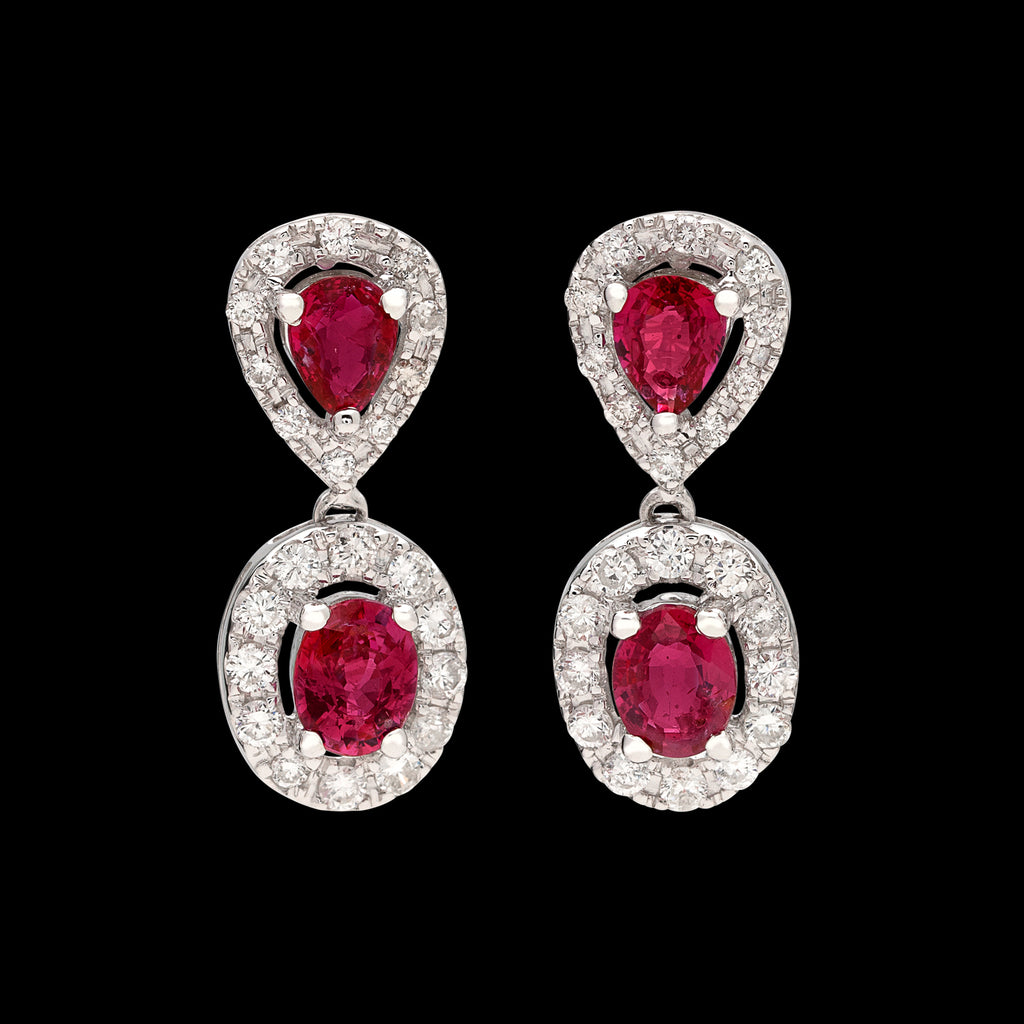 Ruby & Diamond Drop Earrings